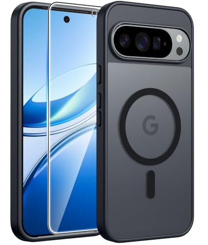 Image of FNTCASE for Google Pixel 10 Pro Case: for Pixel 10 Case [Fit for Magsafe] Translucent Matte Cases with [Screen Protector] Military Grade Shockproof Protective Magnetic Phone Cover (6.3inch - Black)