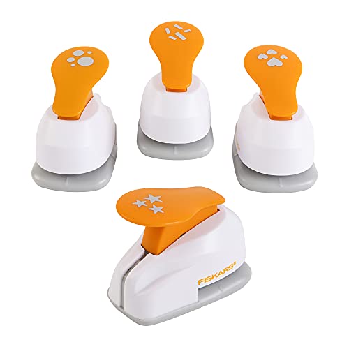 Fiskars Hole Punch Confetti Maker Set (4-Pack) - Stars, Hearts, Circles and Rectangle Shapes - Arts and Crafts Tools