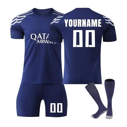 Maillot de Foot Enfant Adulte Personnalisé avec Nom, Numéro D'équipe, Logo Ensemble Football Homme Garçon Entrainement T-Shirt et Short avec Chaussettes