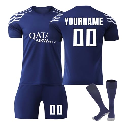 Camiseta Fútbol Paris Personalizadas para Hombres y Niño, equipación Fútbol DIY Nombre Número con Conjunto Top Pantalón Corto y Calcetines Regalo de Fútbol
