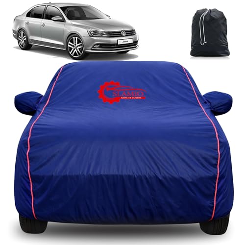 Image of 100% Waterproof Car Cover for Volkswagen Jetta | All-Weather, Dustproof & UV Protection | Heavy-Duty 3-Layer Fabric | Custom Fit with Mirror & Antenna Pocket | Navy Blue