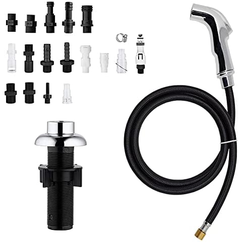 Kitchen Sprayer Chrome Faucet Side Sink Attachment With Spray Head and Hose, Water Spray Head Replacement Cover