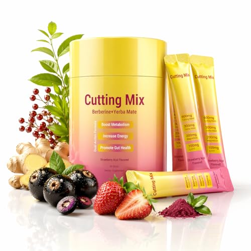 Joozer Cutting Drink Mix with Berberine & 5-HTP | Supports Energy & Daily Balance | Strawberry Aa Flavor 30 Servings (30)
