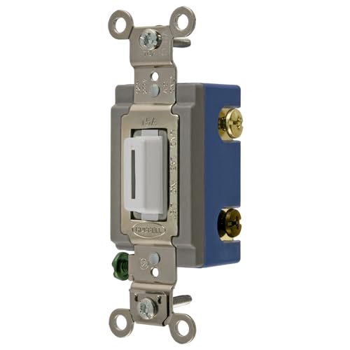 Hubbell HBL1203LW 3 Way Toggle, Lock, Industrial Grade, 15 amp, 120/277V, White
