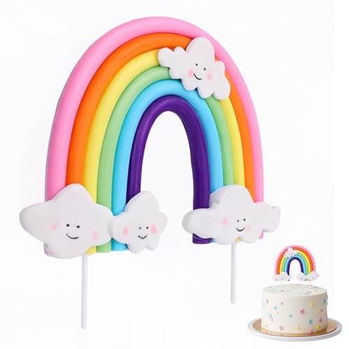 Rainbow Cake Topper, Soft Pottery Colorful Cake Decoration