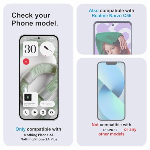 Image of Tempered Glass Screen Protector Compatible for Nothing Phone 2A / Nothing Phone 2A Plus with Edge to Edge Coverage and Easy Installation Kit