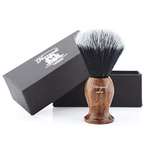 Cepillo de afeitar de pelo puro tejón hecho a mano 100% mejor base original de madera real. Perfecto para afeitar en mojado, maquinilla de afeitar de seguridad