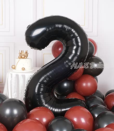 Aule 40 Inch Big Black 2 Balloon Number Large Foil Helium Number Balloons 0-9 Jumbo Giant Happy 2Nd Birthday Party Decorations For Boy Or Girl Huge Mylar Anniversary Party Supplies #TOP1