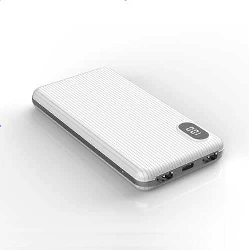 Batería portátil 10000 mAh, fina y ligera, 3 salidas USB, compatible con iPhone, todos los modelos de smartphones, tabletas y portátiles (blanco)