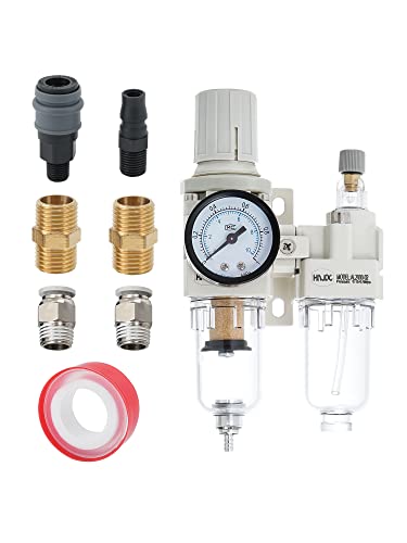 1/4" Npt Compressed Air Filter Regulator Lubricator Combo Water/Oil Trap Separator Air Filter Pressure Regulator Manual Drainage Ac2010-02 (1/4" Npt, Manual Drainage) #TOP30