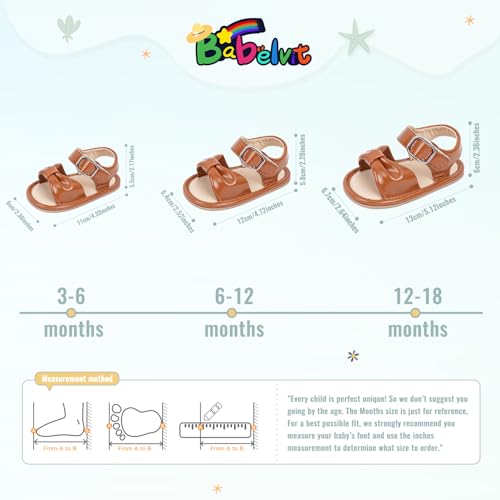 Image of Babelvit Infant Baby Girl Boy Sandals Comfort Premium Summer Outdoor Casual Beach Shoes with Flower Bowknot Anti Slip Rubber Sole Newborn Toddler Prewalker First Walking Shoes