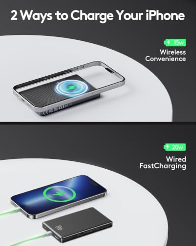 Image of 2026 for Magsafe Portable Charger iPhone, Ultra Slim Magnetic Power Bank Fast Charging, Wireless Battery Pack 10000mAh, 20W Powerbank Compatible with i-Phone Air 17 /16 /15 /14 /13 /12 Series,Jet Black
