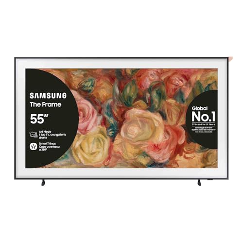 Samsung TV QE55LS03DAUXZT QLED 4K, Smart TV 55 Quantum Processor 4K, Frame Design, DVBT-2, Q-Symphony & Dolby Atmos, Integrato con Alexa, compatibile con Bixby e Google Assistant, Black 2024