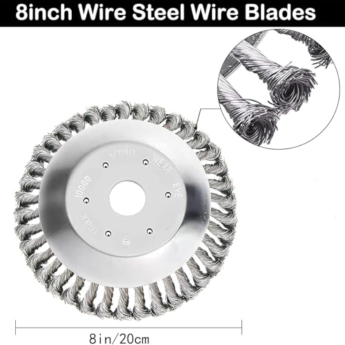Cokacot 8 inch Steel Wire Trimmer Head, Unbreakable Wired Trimmer Blade Yard Patio Wire Weed Eater Head Trimmer Head Replacement with 2 Pack of Adapters kit for Weed Wacker