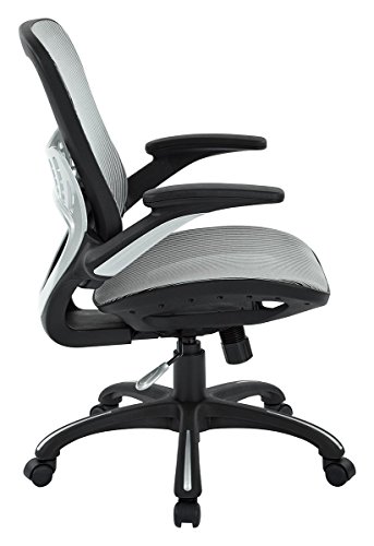 Office Star Ventilated Manager's Office Desk Chair With Breathable Mesh Seat And Back, Black Base, Grey #TOP3