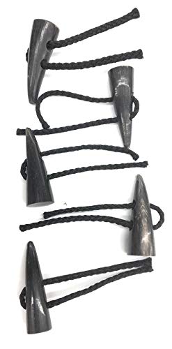 5 Black/Brown Horn Toggle Button with Cords Replacements for Coat Jacket Blazer