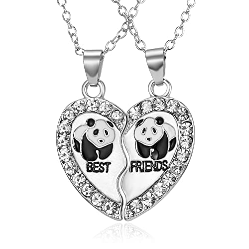 CYWQZZ 2 Stück Best Friends Forever BFF Herz Panda Anhänger Halskette Set Freundschaft Zubehör Cover