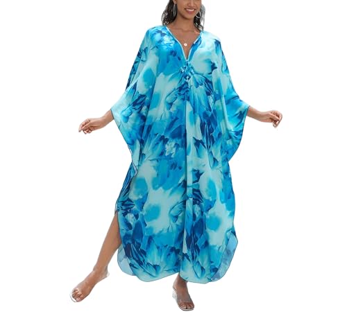 Image of KEYLORTING Plus Size Kaftan Dress Women, African Moo Moo Print Caftan, Batwing Dress, Beach Cover Up for Party and Loungewear