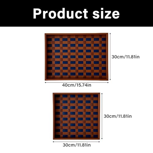 Xanorrg Plateau en Cuir Tissé À Carreaux Artisanaux De Qualité Supérieure Solution De Rangement Moderne pour Comptoir Table Basse Selles Durables Plateau Domestique en Cuir – vue 8