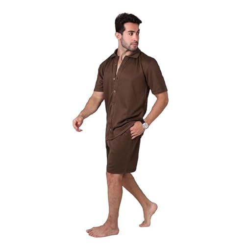 ALiVE Men's Pacific Short Sleeve Shirt with Shorts Linen Set...