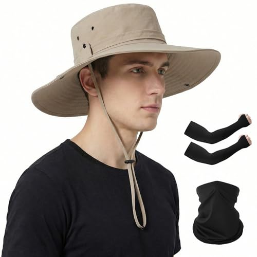 La Mejor Lista de Sombreros y gorras para Mujer los más recomendados. 50 QMCZLA Sombrero de Sol de ala Ancha Hombre y Bandanas y Mangas de Brazo, Gorro de Pesca para Hombre y Mujer, UPF50+ para Ciclismo, Pesca, Senderismo, Golf, esc (MX/US, Alfa, Talla...