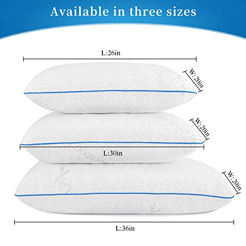 Bamboo Pillows With Shredded Memory Foam, Cooling Bamboo Fiber Pillows For Sleeping, Adjustable Firm Bed Pillows With Washable Bamboo Cover For Side Back Stomach Sleepers (27.6"X15.7")… #TOP1