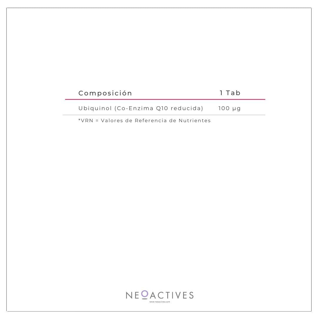 NeocoQ10 Ubiquinol - Suplemento Alimenticio con Coenzima Q10 Ubiquinol - Potente Efecto Antioxidante - Ayuda a Prevenir los Efectos del Envejecimiento - 30 Cápsulas - Neoactives