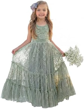 LalaMira Flower Girl Dress Lace Boho Toddler Dresses Ruffle Girl ...