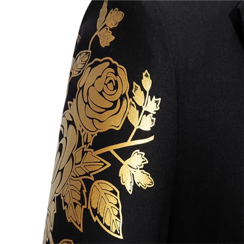 Mens Floral Blazer Stylish Notched Lapel Suit Jacket 1 Button Slim Fit Printed Tuxedo for Party Dinner Wedding4
