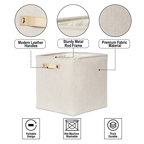 Bidtakay Fabric Storage Cubes Baskets Large 13X13 Set Of 4 Soft Storage Bins For Shelves Clothes Toy Storage Collapsible Baskets For Linen Closet Organization Cube Bins For Nursery Home (Light Beige) #TOP3