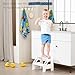 Harwaya White Wood Toddler Step Stool for Bathroom Sink, 2 Step Kids Stool for Toilet Potty Training, Baby Child Stepping Stool with Handles for Toddlers Nursery Kitchen Counter (White)