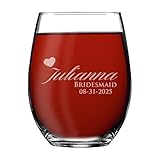 Monogrammed Stemless Wine Glass - Personalized Engraved Bridesmaid Maid of Honor Wedding Party Gift