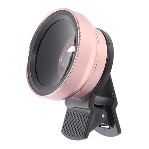 IWOWHERO Lente Gran Angular Macro para Teléfono Móvil Portátil, Accesorios de Fotografía, Clip Ajustable, Diseño Compacto, Color Rosa Dorado, Tamaño Pequeño, Ligero, Compatible Smartphone
