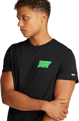 Tommy Jeans TJM Slim Bubble Print SS Tee Ext Dm0Dm21863 T-Shirt S/S, Black (Black), M Homme