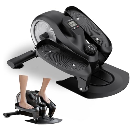 CRYSTAL FIT Mini entrenador elíptico, entrenador elíptico debajo de la mesa, máquina paso a paso, bicicleta estática para el hogar, entrenador elíptico, ejercicio de oficina, sentado y de pie de doble