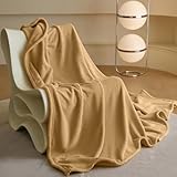 Royoliving Soft Blanket Twin Size Camel 400GSM All Season Thick Flannel Fleece Bed Blanket Warm No Pilling Blanket (90x66 Inches)