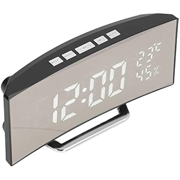 Fdit Cyfrowy Zegar LED, Podwójny Wyświetlacz 12H/24H z Monitorem Temperatury i Wilgotności, Automatyczne Przyciemnianie Trybu Nocnego, Alarm z funkcją Drzemki, Duży Ekran do Domowego (WHITE)