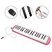 lvifloae Melodica 37 Keys Adult Wind Instrument Air Piano Soprano Keyboard Harmonica Portable Instrument for Beginners and Music Lovers Black (Pink)