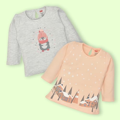 Image of LuvLap Baby Girls 100% Cotton Full Sleeve Girls Top Pack of 4