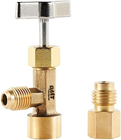 OMT R134a Can Tap, Puncture Style R134a Refrigerant Dispenser with Tank Adapter for 1/4" and 1/2" AC Charging Hoses for Refilling Automotive Truck SUV and Other Air Conditioning Systems