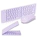 Foldable Mini Rechargeable Bluetooth Keyboard and Mouse Combo, 2.4G Wireless and Bluetooth,(Sync Up to 3 Devices), Ultra-Slim Travel Folding Keyboard for iPhone iPad Mac Android Windows iOS(Purple)