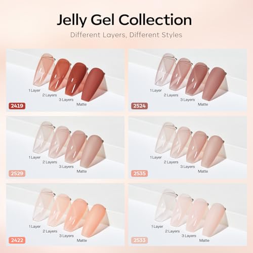 Image of modelones Gel Nail Polish Jelly Nude 6Colors Pink Brown Fall