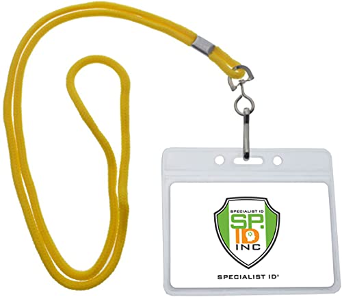Badge avec cordon jaune horizontal porte-badge transparent pour événementiel lot 25