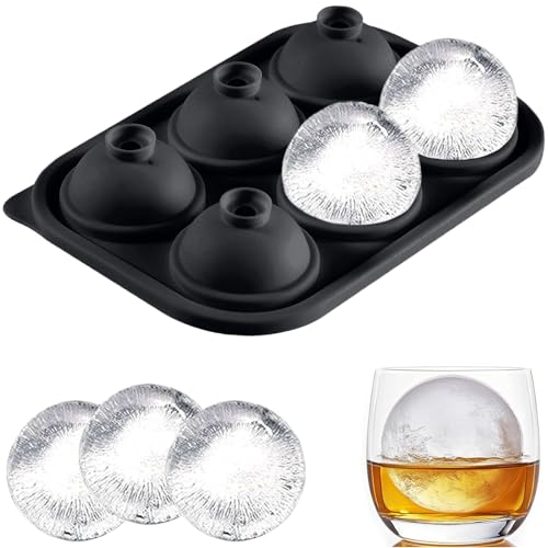 Ice Ball Maker with Lid, 6 Cavity Round Ice Cube Tray for Freezer, Easy Release Silicone Ice Mold Reusable Sphere Tray for Whiskey Cocktails and Homemade, Keep Drinks Chilled -  MaoMaoCha