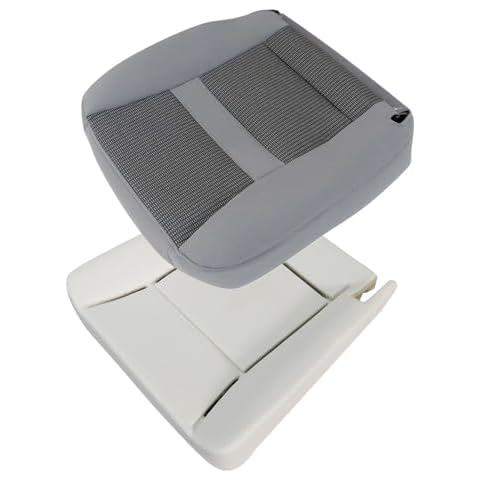 Priprilod Colth Gray Driver Side Bottom Replacement Seat Cover & Driver Side Lower Pad Foam Cushion Compatible with Dodge Ram 1500 2500 3500 4500 5500 2006 2007 2008 2009 2010 Cover