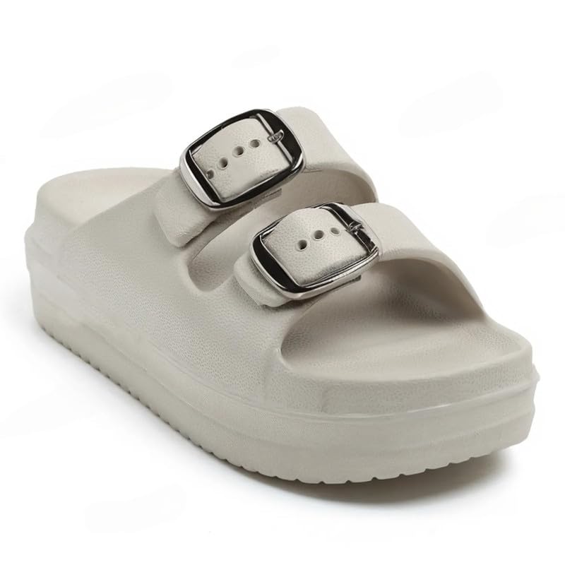 Image of Women Summer Flip Flop Slippers Casual Pillow EVA Anti-Slip Sole Slide Slipper Double Strap Sandals for Women's & Girls Rubber Flats
