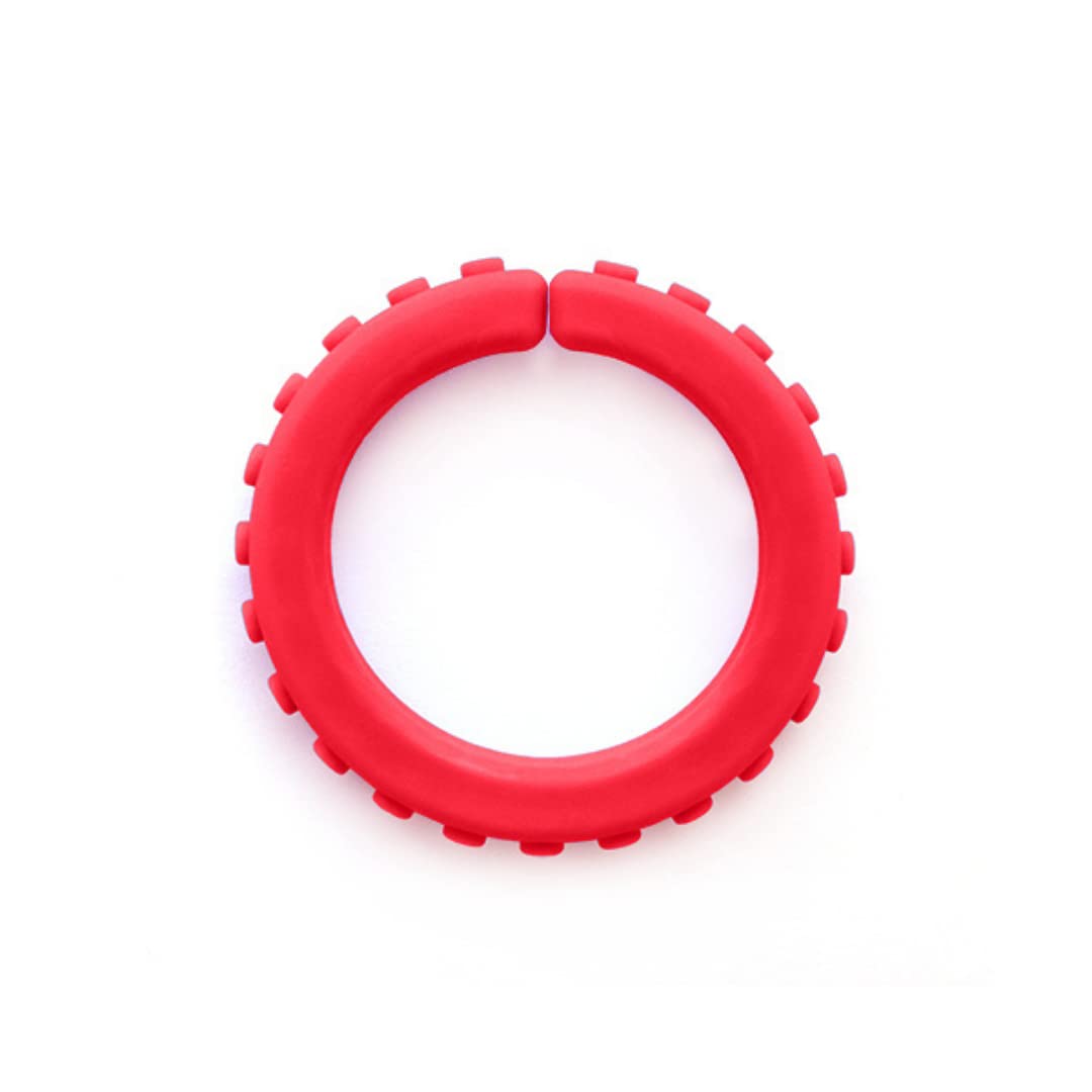 ARK Kauarmband Junior texturiert für Kinder inkl. Logostar® Praxisleitfaden - Innnen Durchmesser ca. 4,45 cm - zum Kauen statt Kleidung oder Hände, gegen Nervösität, Autismus weich rot