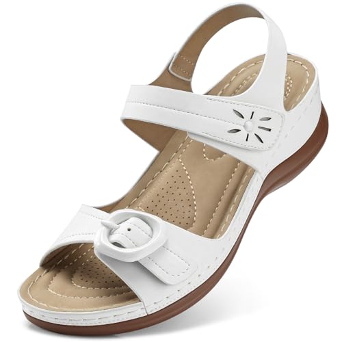 Image of SHIBEVER Wedge Sandals Women Comfortable: Sandals for Women 2026 Dressy Summer Ankle Strap Open Toe Low Heel Platform Wedges Shoes