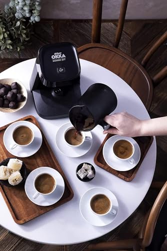 Arzum Okka MINIO JET Türkische Kaffeemaschine, 400 W, 5 Tassen Kapazität, Überlaufschutz, Akustisches Warnsystem, Türkische Kaffeekanne, Chrom