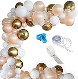Blush Pearl Balloon Garland Kit, 100PCS Balloon Garland Including White,Clear，Chrome Gold & Blush Pearl Assorted Balloons Decorations Backdrop Ideal for Wedding Birthday Baby Shower Bridal Party Decorations